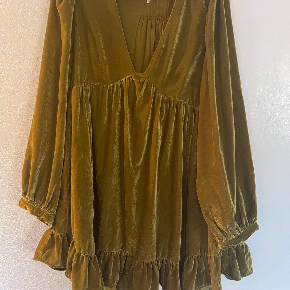 Olive Green Velvet Women's Top